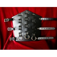 Gauntlet, leather, 3 ring -