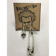 Skull n Saftey Pin/Skull earings -